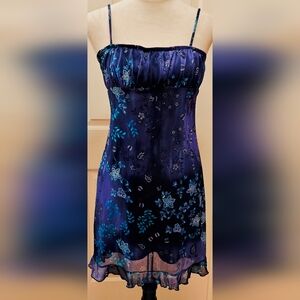 Y2K Candy Rocket Milkmaid Empire Waist Sheer Floral Overlay Dress.